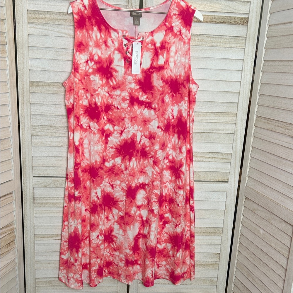 NWT Chico’s Star Tie Dye Dress in Cabaret Pink. Size 16 / XL - Picture 2 of 9